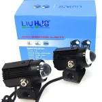 Original HJG Mini Drive LED Fog Light Bulb Lamp For Cars and Motorcycles Dual Color (White & Yellow) With Cooling Fan 2Pcs