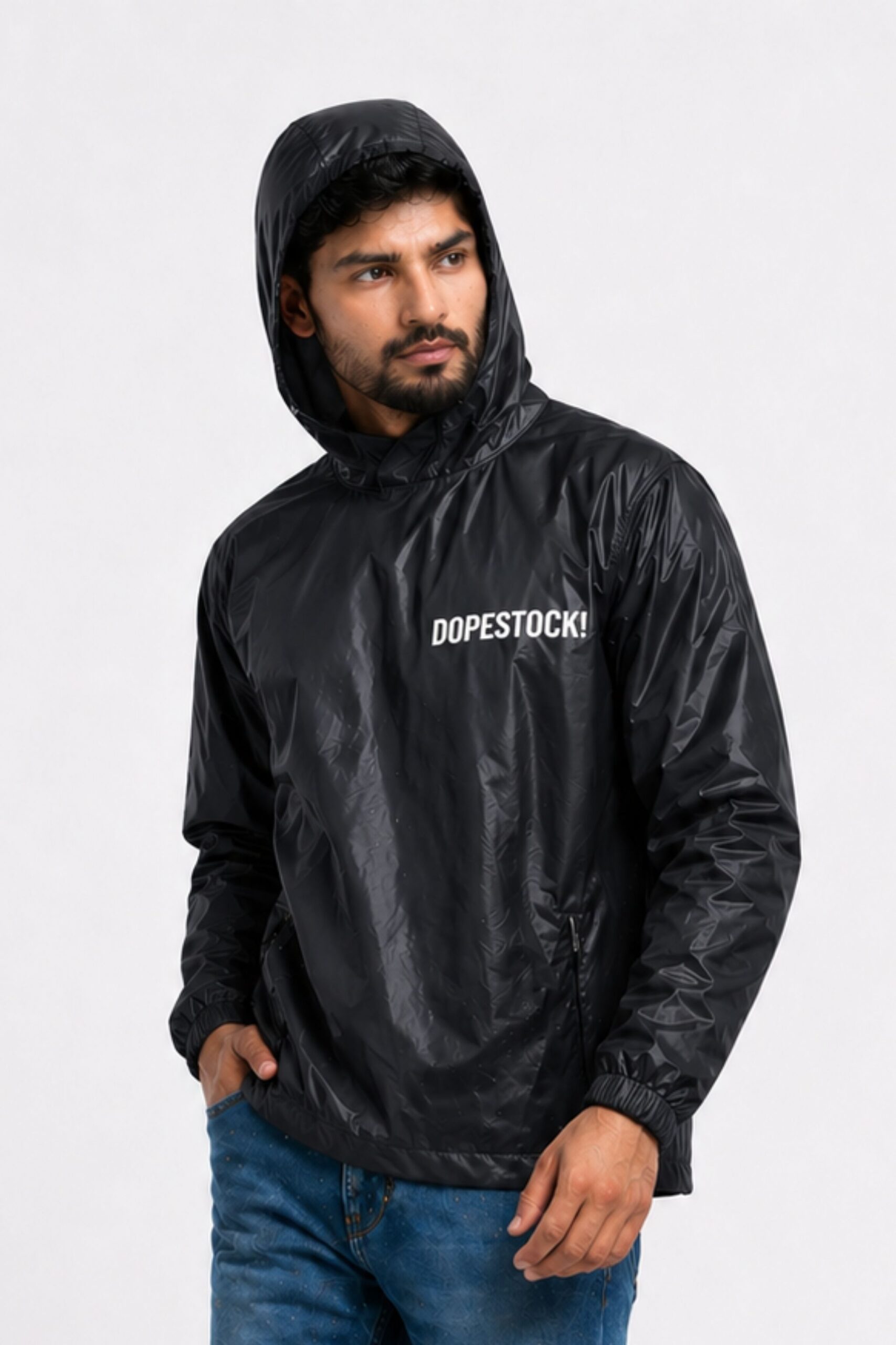 m-hoodie-baba-dopestock-original-imahmy3jyexjefmk.jpeg DOPESTOCK! Hoodie Baba Waterproof Rain Jacket for Men & Women | Lightweight Windproof Motorcycle Riding Raincoat with Hood | Seam-Sealed, Durable & Packable Monsoon Rainwear - Image 1